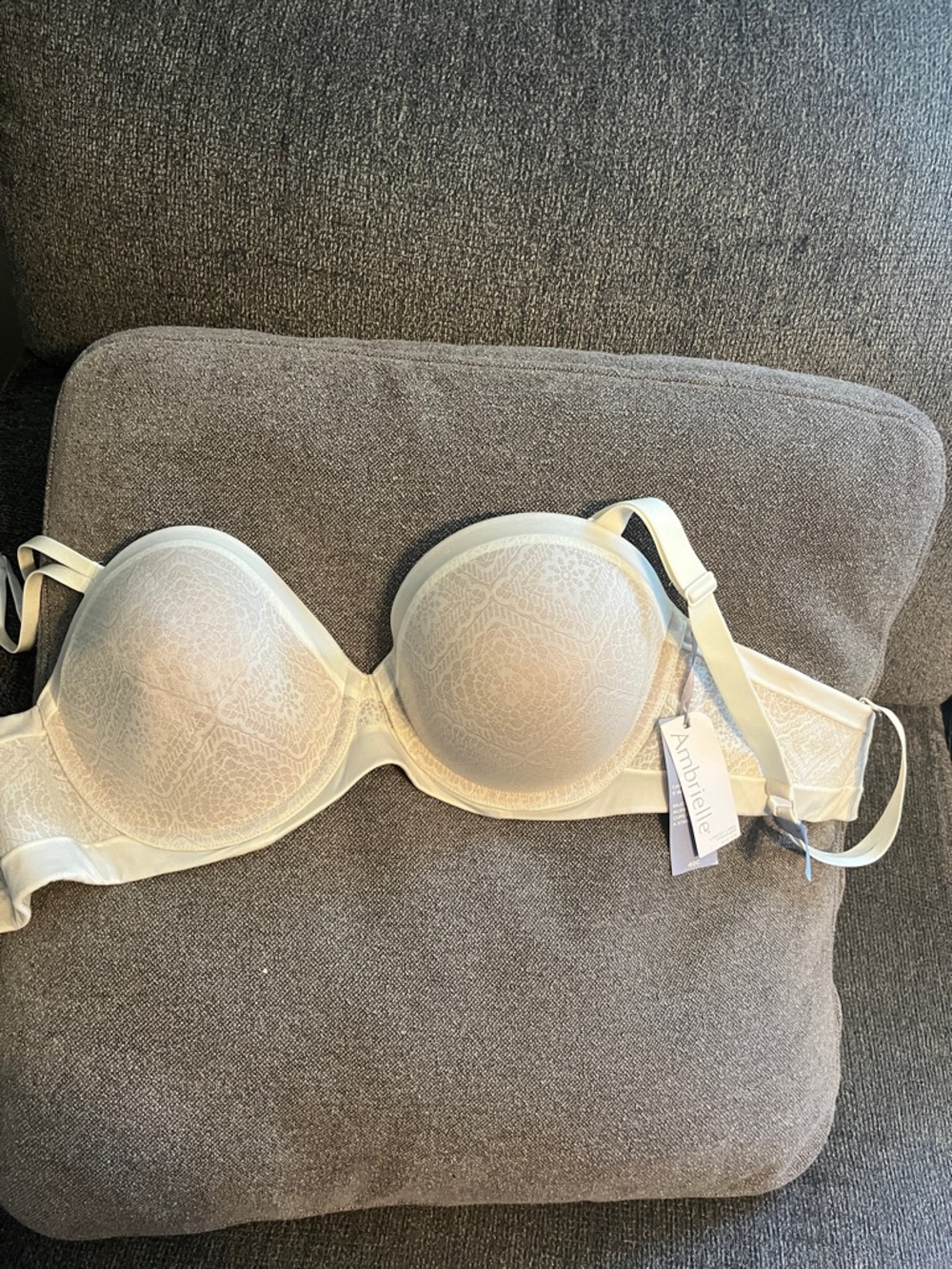 Ambrielle Ivory Lace-Trim Convertible Strapless Bra
